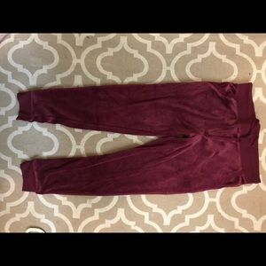Maroon velvet joggers